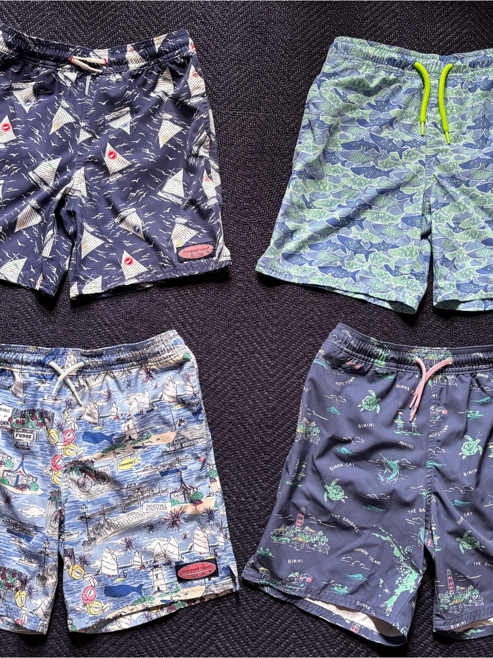 Boys 8/10 Vineyard Vines 4 pack BUNDLE!  Swim Trunks in various prints.